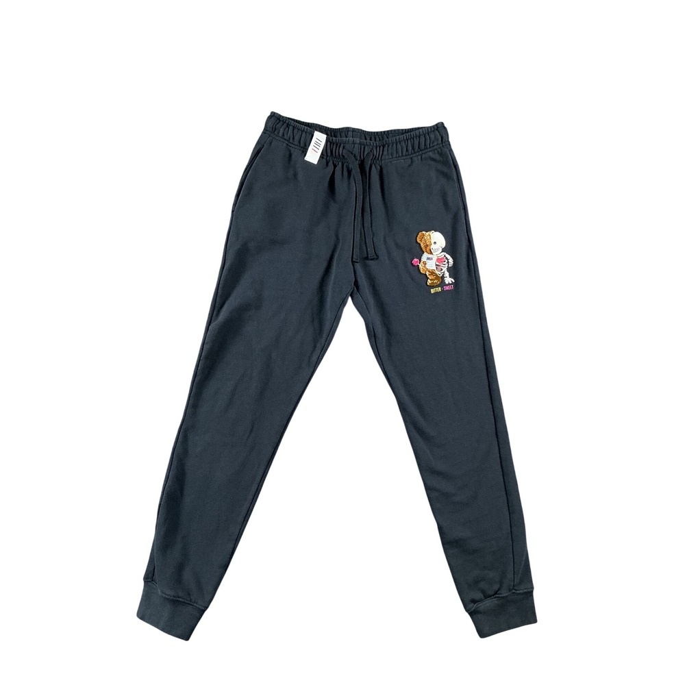 Fifth Loop Bitter-Sweet Teddy Bear Skeleton Graphic Joggers Black Mens Medium
